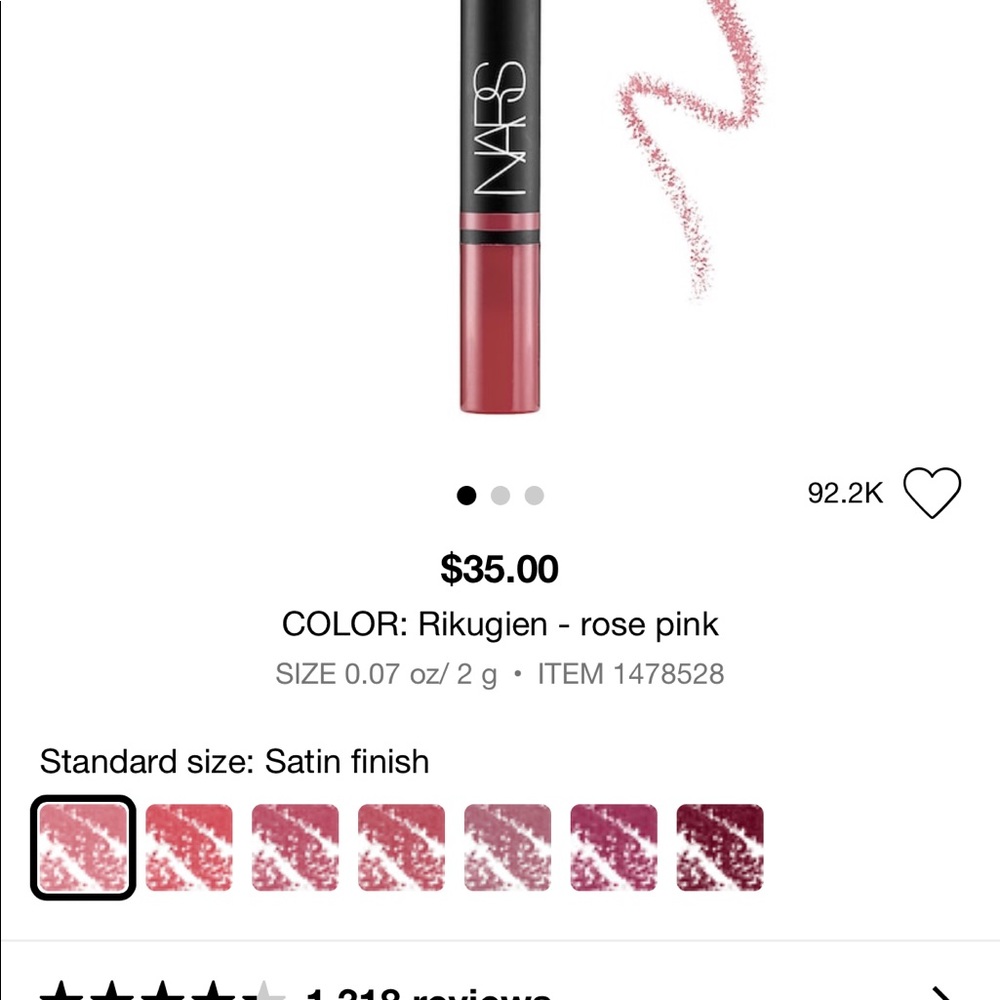 NARS satin lip pencil. - Picture 2 of 2